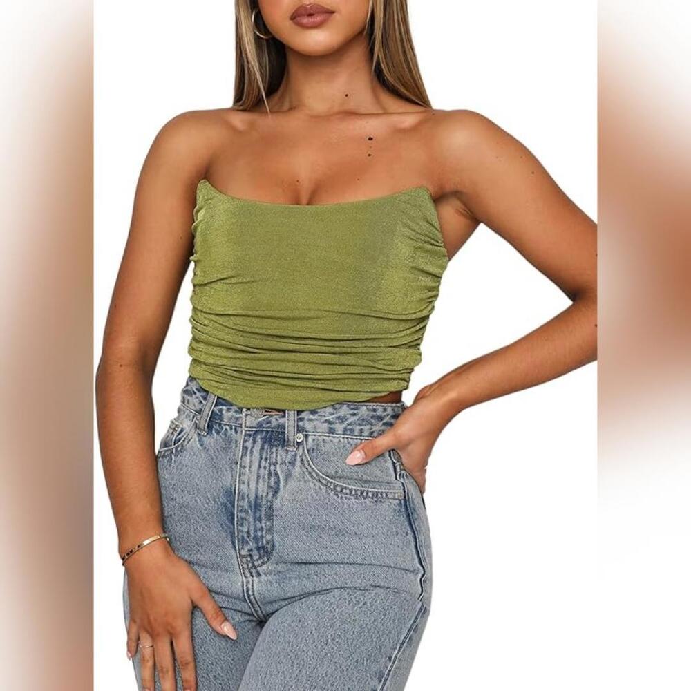 NWT Remidoo Women's Strapless Push Up Bustier Corset Crop Top Bandeau, S